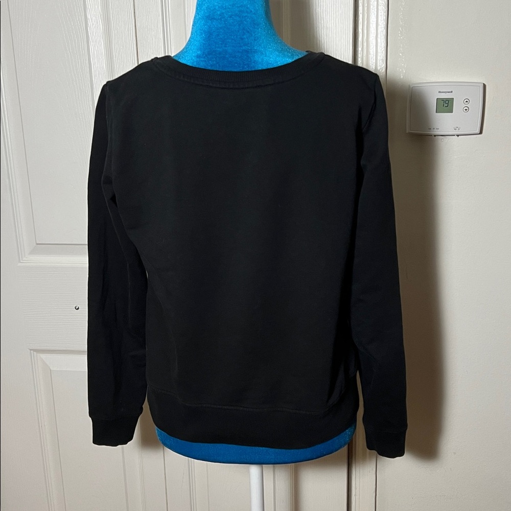 Love Moschino Black Crew Sweatshirt with Cream Distressed Heart - Picture 3 of 6